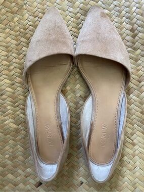 J.Crew Zoe D'Orsay Flat Point Toe Beige Camel Khaki Suede Ochre  Size 8.5